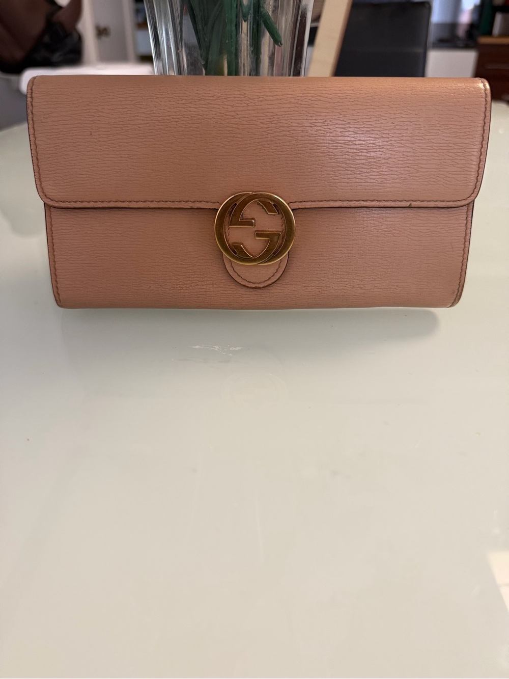 Gucci Blush Pink Leather Interlocking G Clutch
